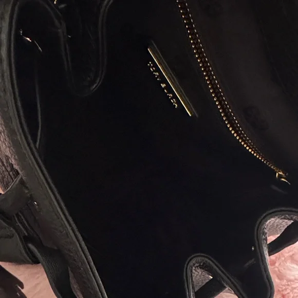 Tory Burch Black Leather Backpack with Gold Accents - Picture 7 of 12